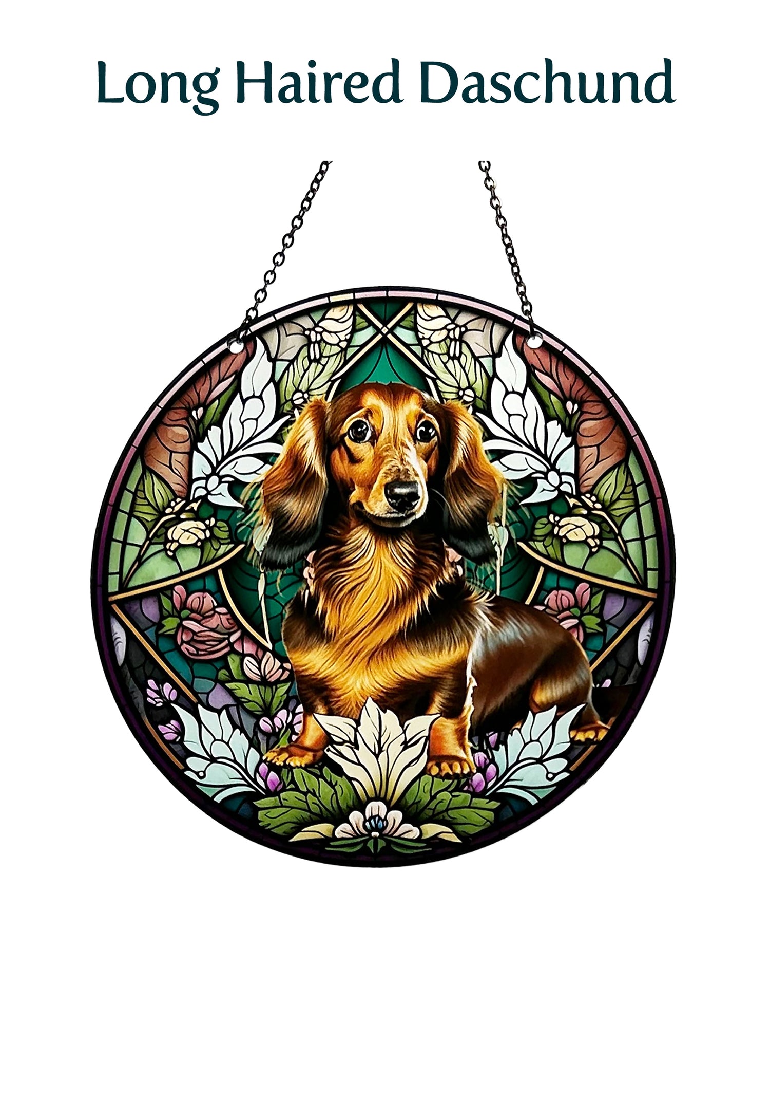Long Haired Daschund, Suncatcher, Made in the USA, 6 inch Acrylic