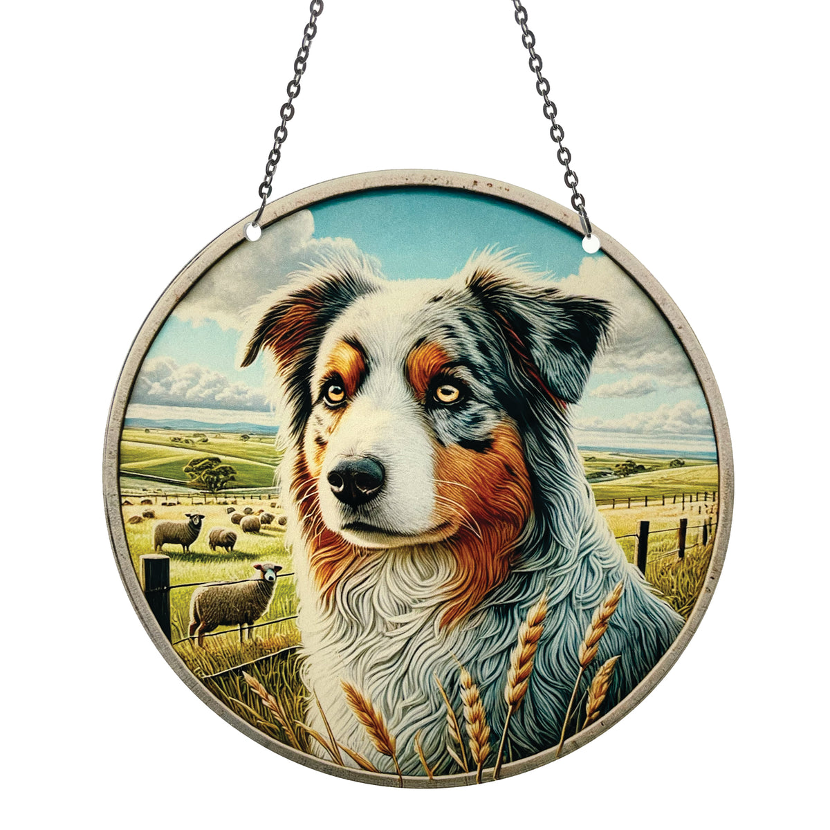 Australian Shepherd Acrylic Suncatcher with Chain #SC752 Made in the USA