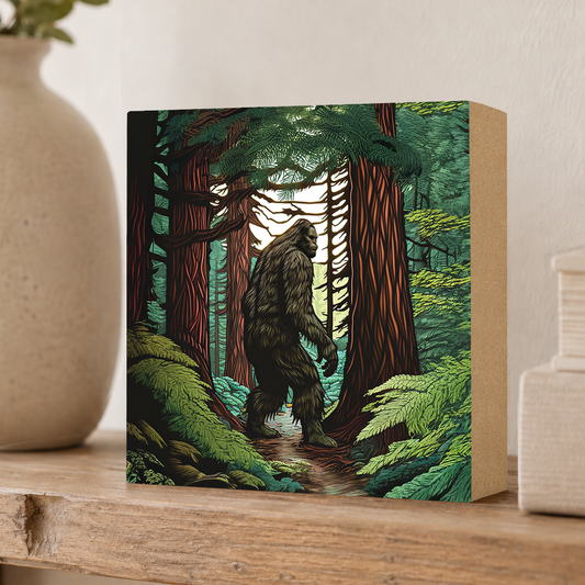 Sasquatch Block Art, Big foot Shelf Sitter, Made in the U.S.A.