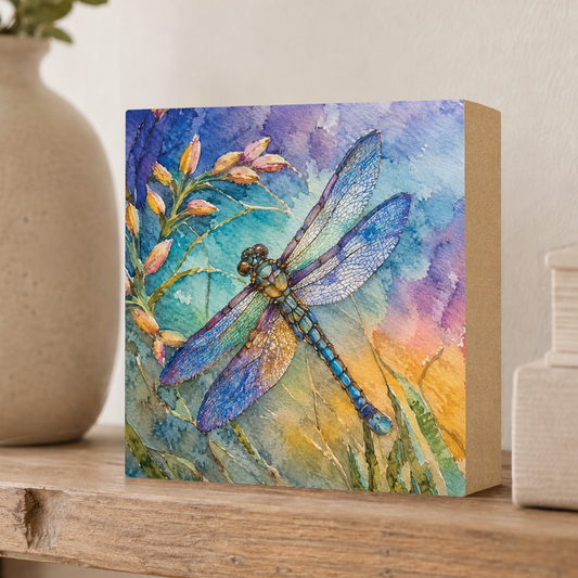 Dragonfly, Block Art, Cabin Shelf Sitter, Made in the U.S.A. by small family business