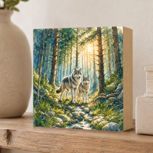 Timberwolves Block Art, Cabin Shelf Sitter, Made in the U.S.A. by small family business (Copy)