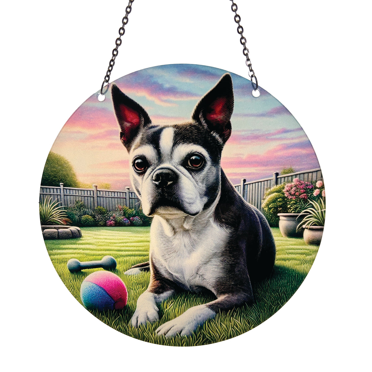 Boston Terrier Acrylic Suncatcher with Chain #SC760 Made in the USA