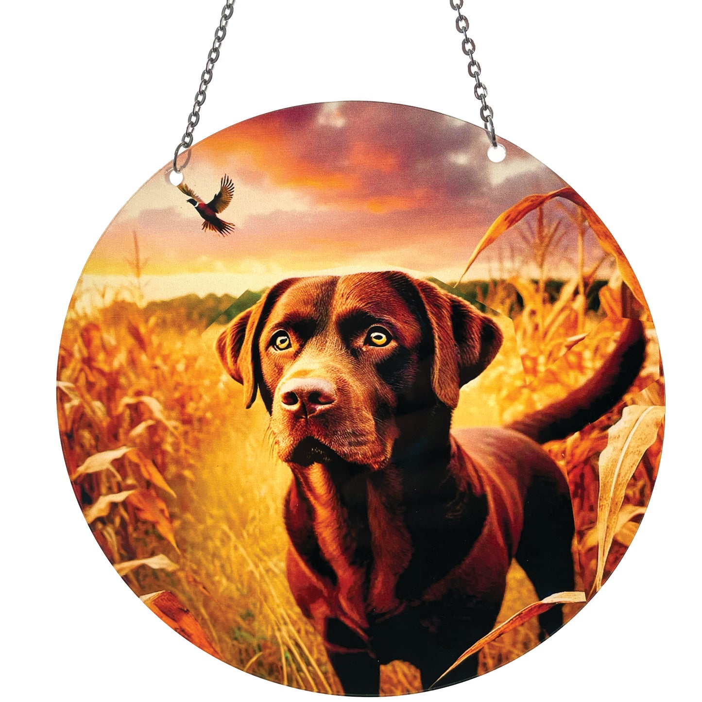 Chocolate Lab Acrylic Suncatcher with Chain #SC769 Made in the USA