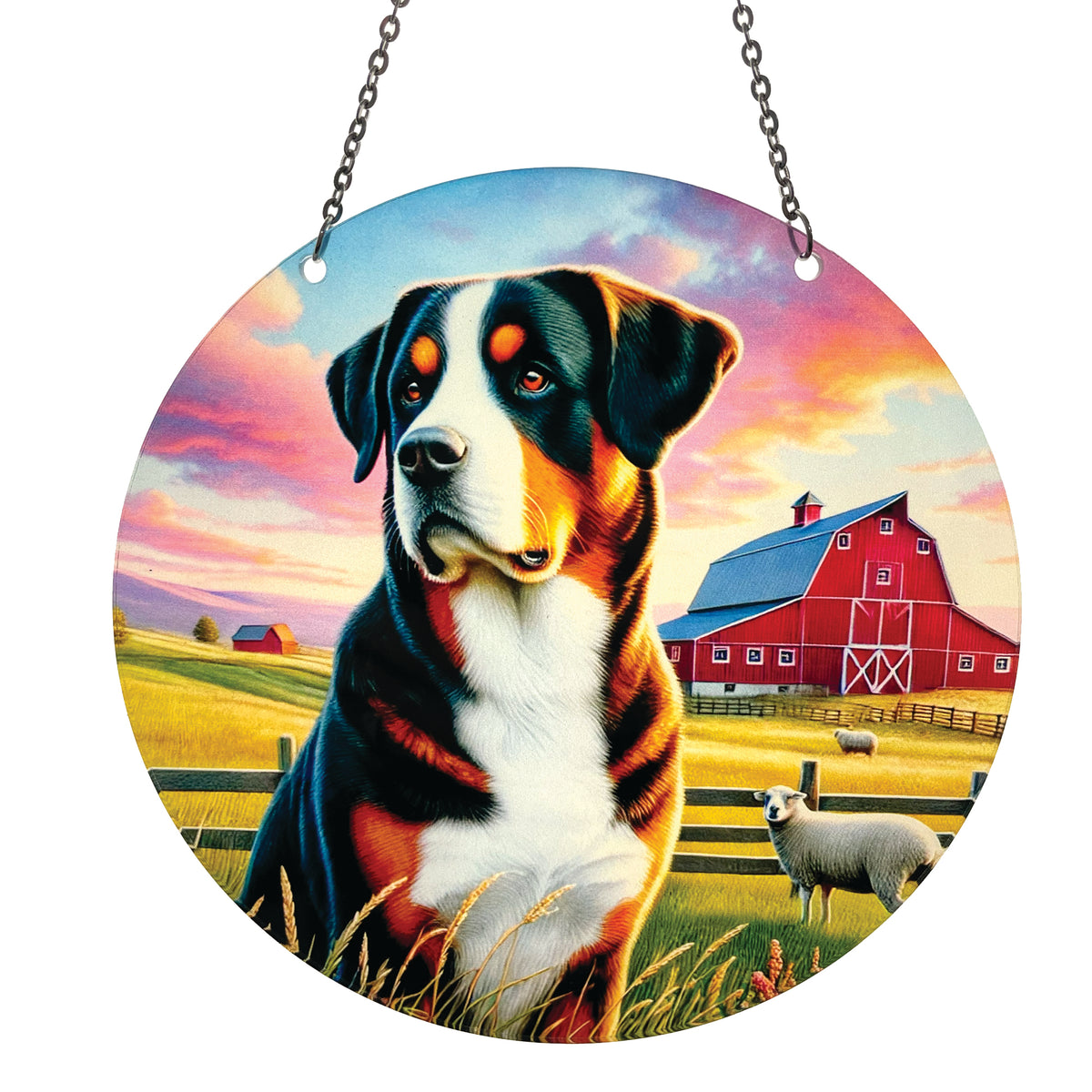 Greater Swiss Mountain Dog Acrylic Suncatcher with Chain #SC763 Made in the USA
