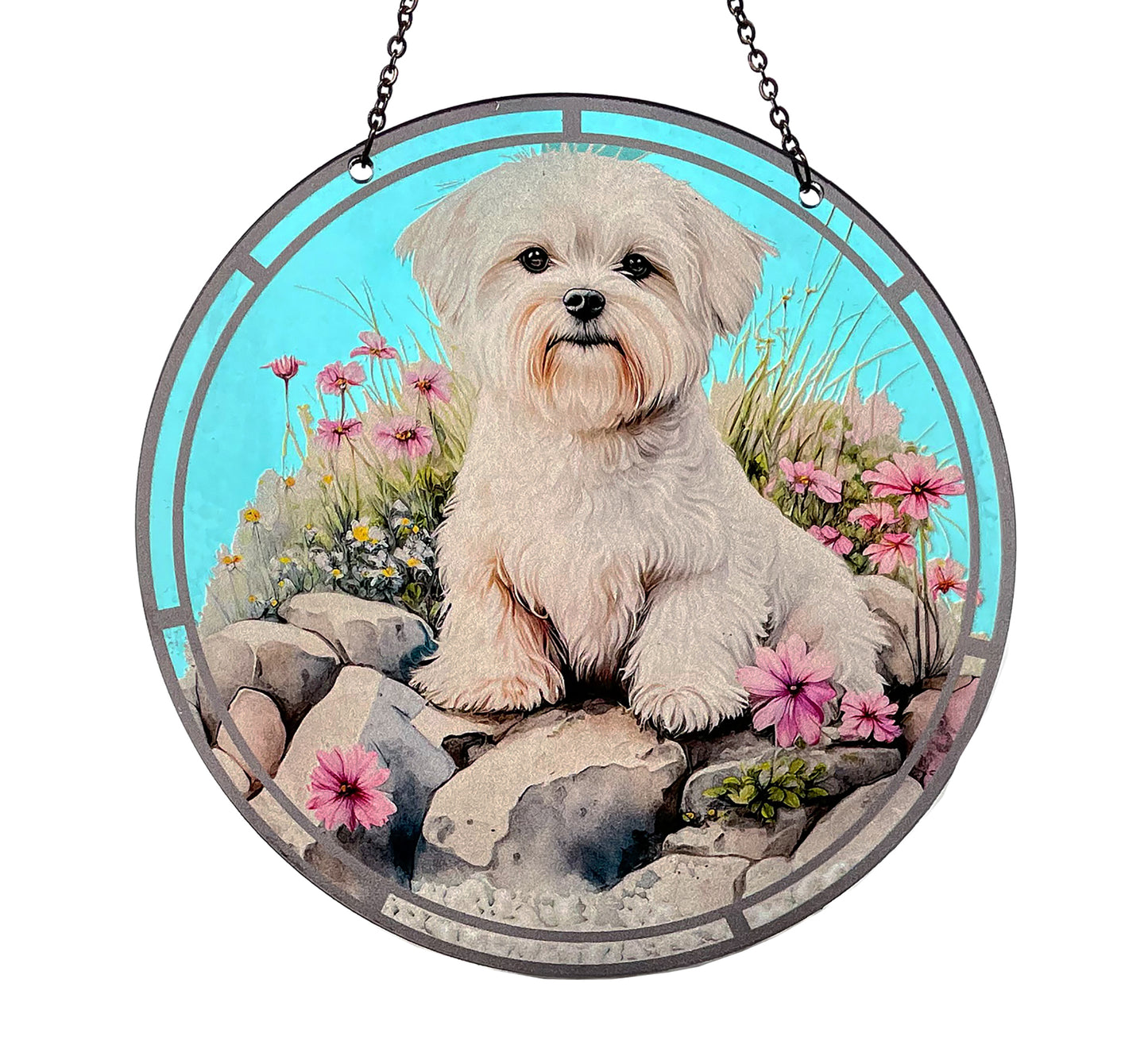 Maltese Acrylic Suncatcher with Chain #SC304 by d'ears