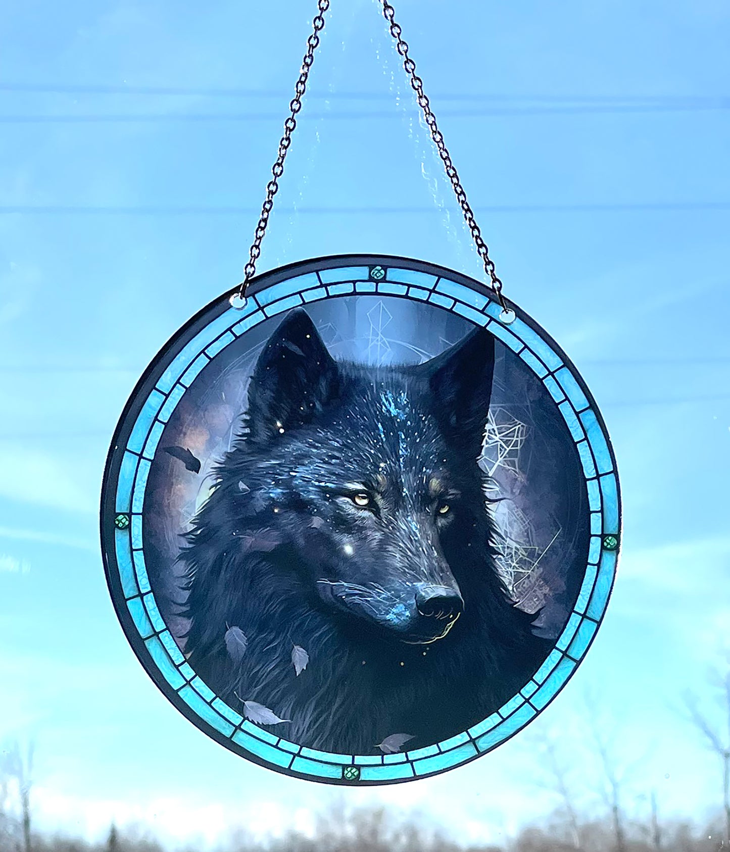Black Wolf Acrylic Sun Catcher with Chain #SC109 by d'ears