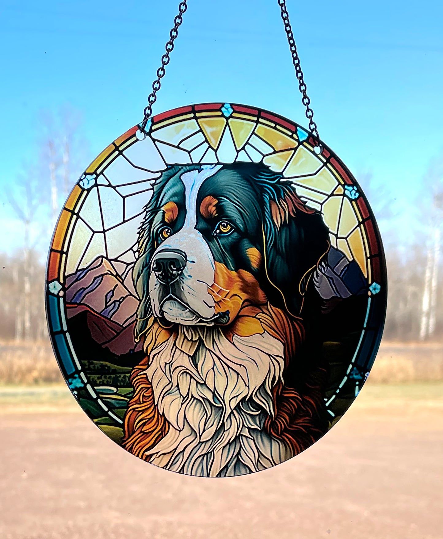 Bernese Mountain Dog Acrylic Suncatcher with Chain #SC131 by d'ears