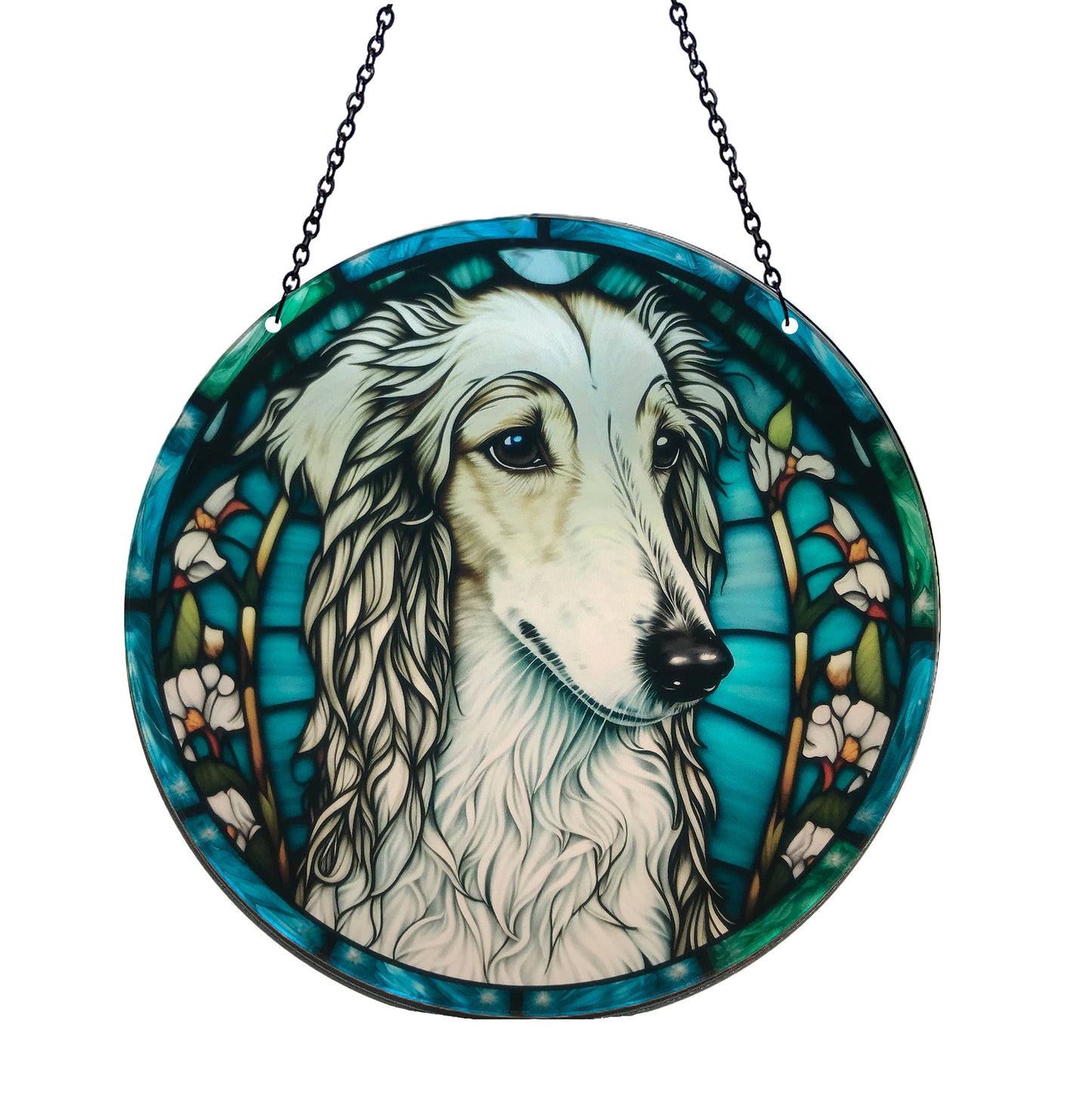 Borzoi Acrylic Suncatcher with Chain #SC132 by d'ears