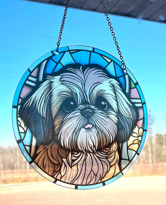 Shih Tzu Acrylic Suncatcher with Chain #SC138 by d'ears