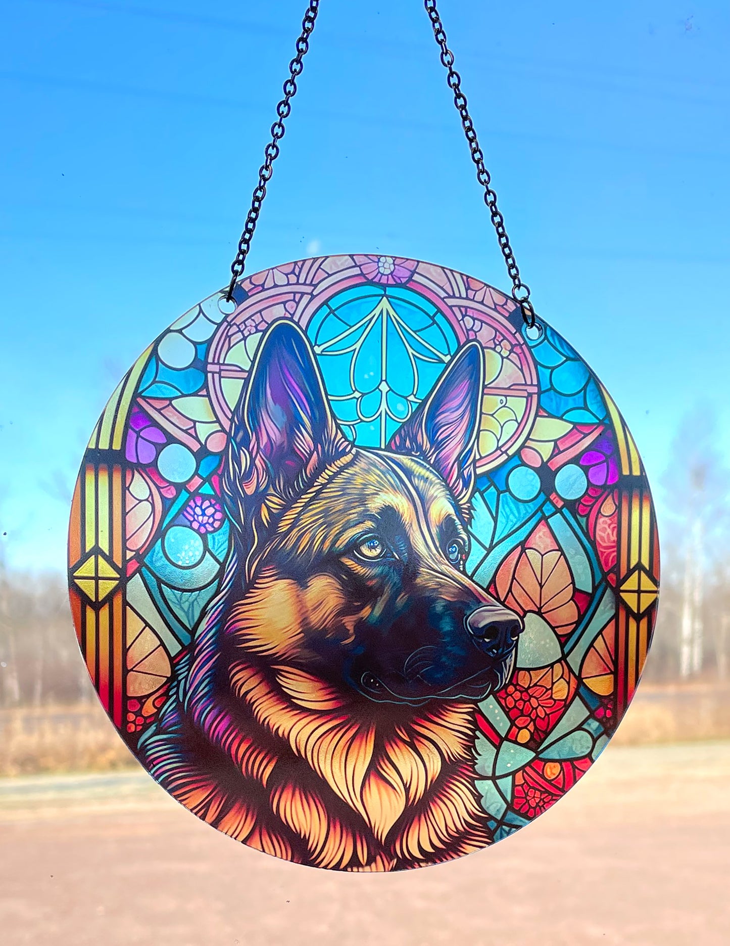 German Shepherd Acrylic Suncatcher with chain #SC149 by d'ears