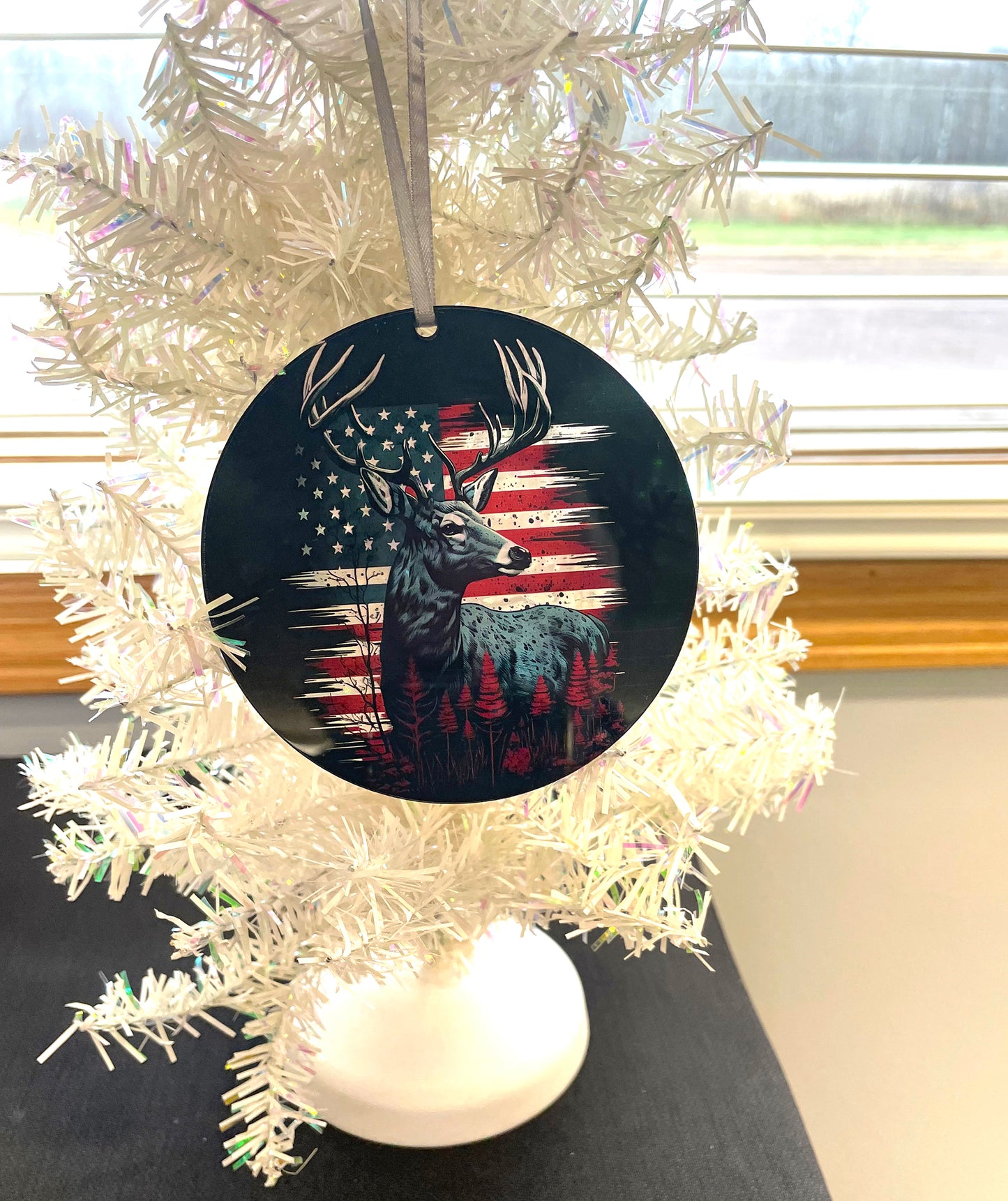 Patriotic Buck, Acrylic Window Ornament #SC222