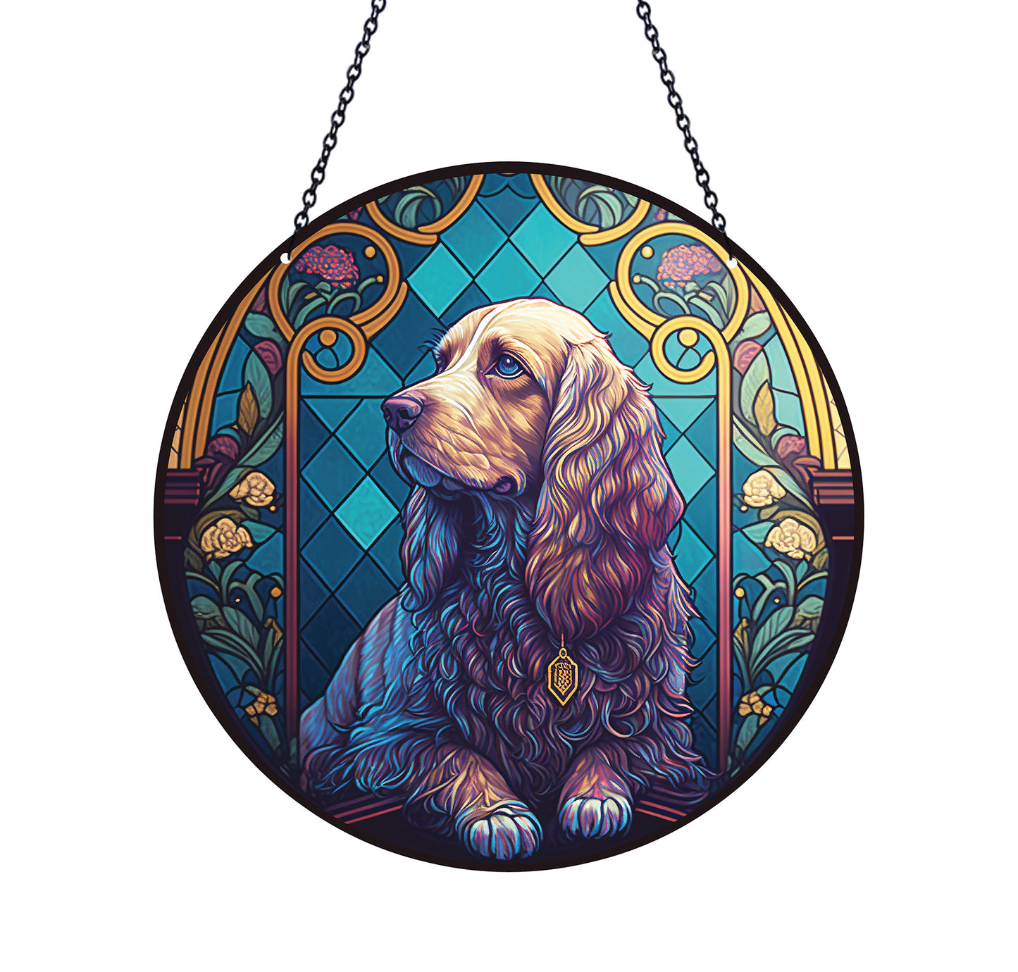 Brown Spaniel Acrylic Suncatcher with Chain #SC227 by d'ears