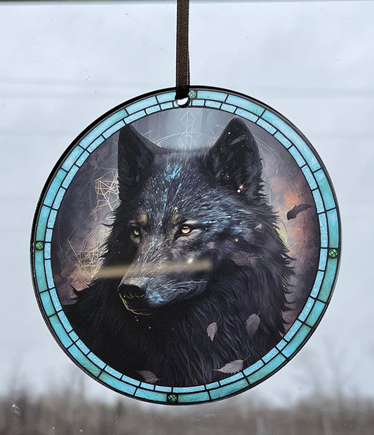 Black Wolf, Acrylic Window Ornament #SC239