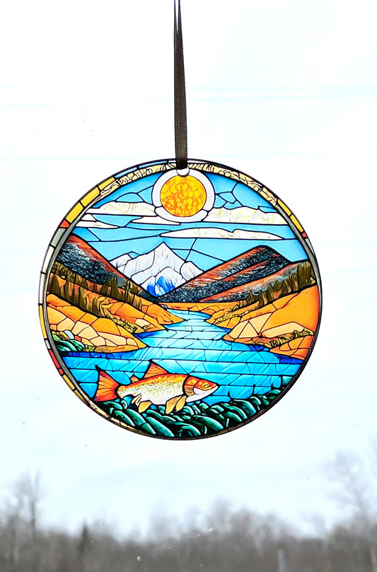 Salmon Art, Acrylic Window Ornament #SC244