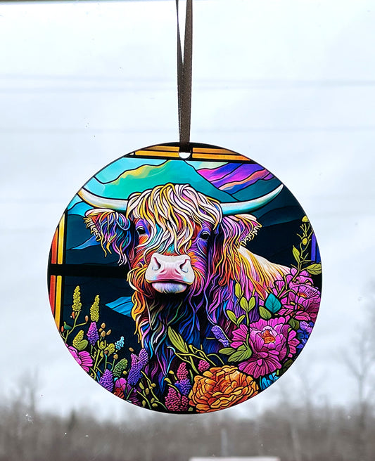 Highland Cow, Acrylic Window Ornament #SC251