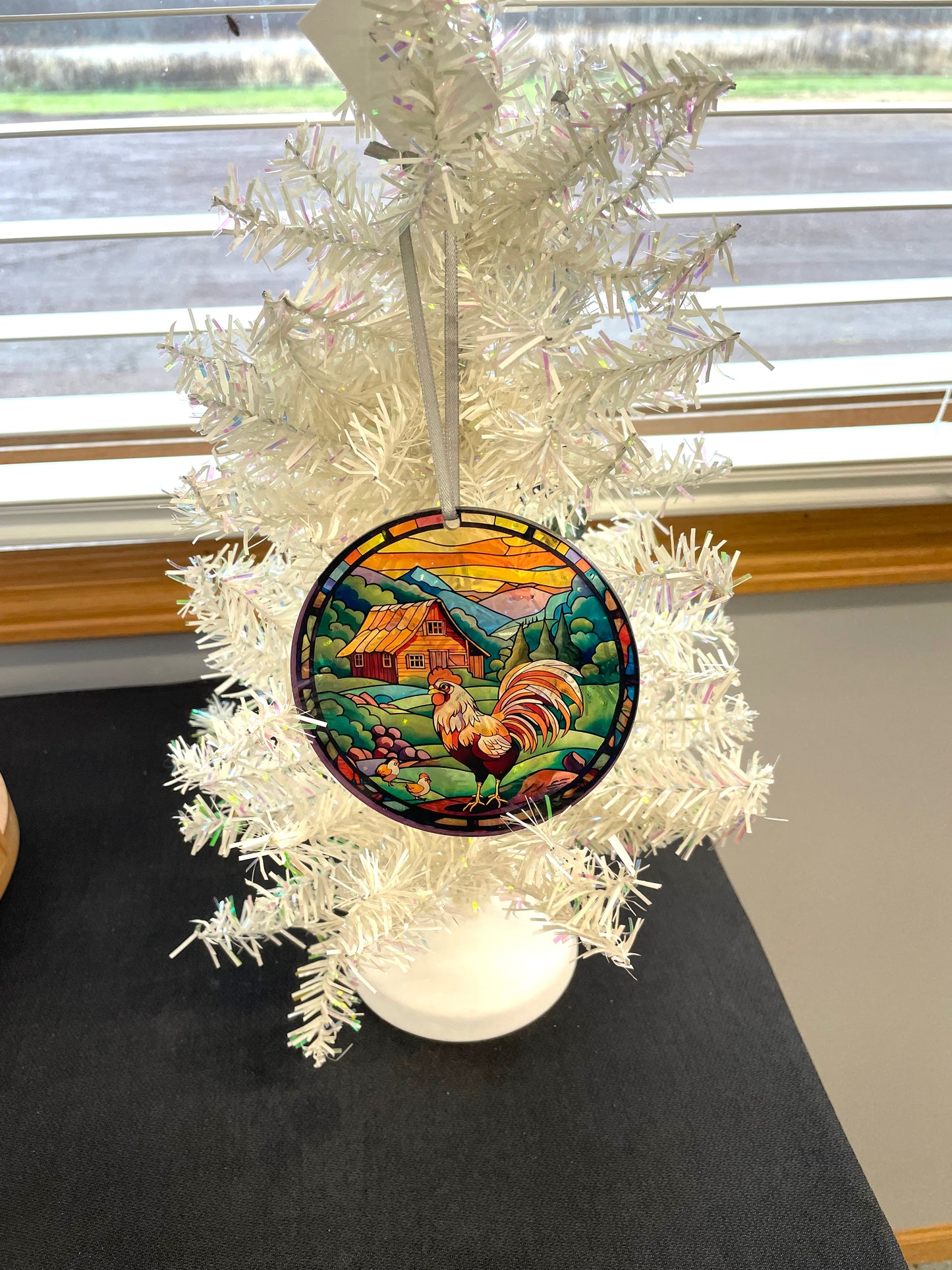 Hen and Chicks, Acrylic Window Ornament #SC253