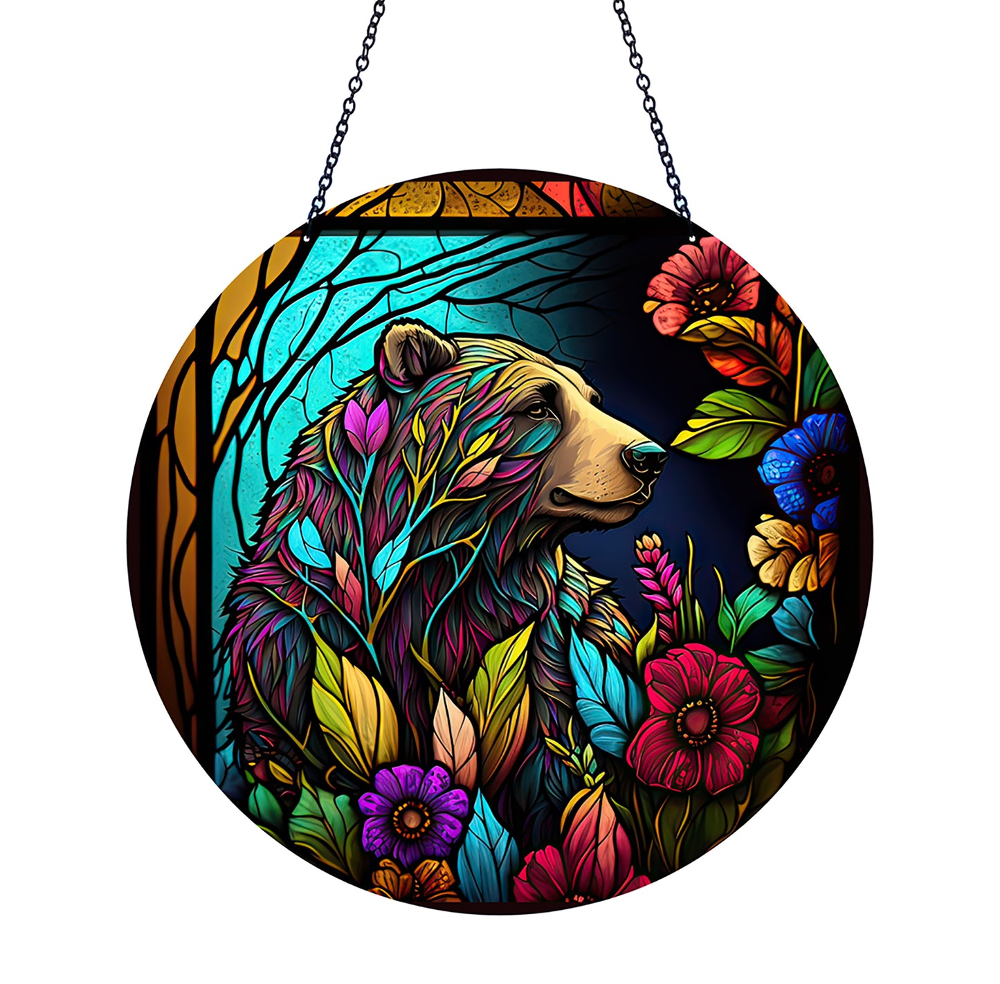 Flower Bear Acrylic Suncatcher with Chain #SC254 by d'ears