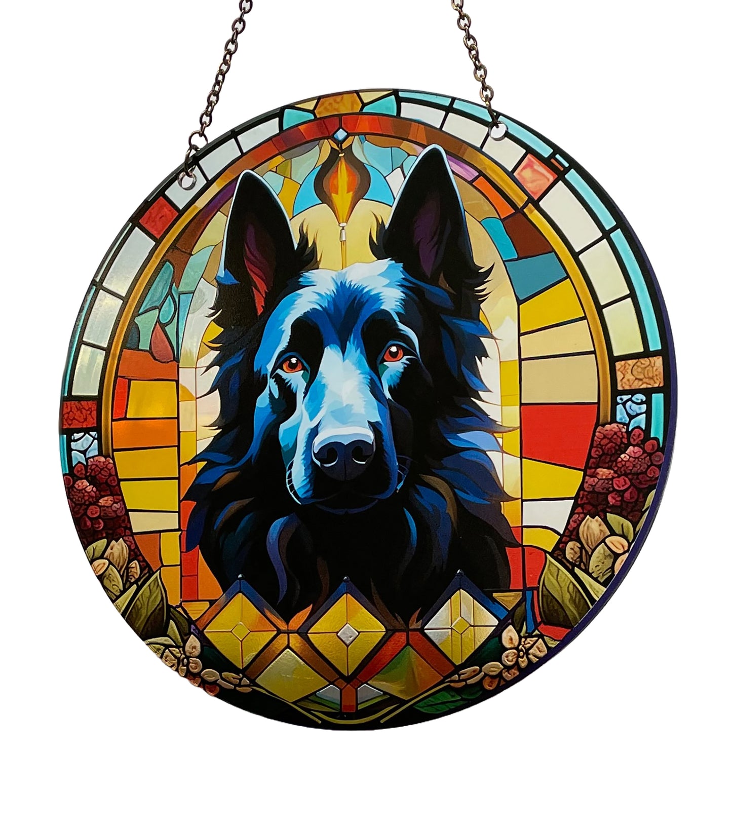 Belgian Sheep Dog Acrylic Suncatcher with chain #SC291 by d'ears