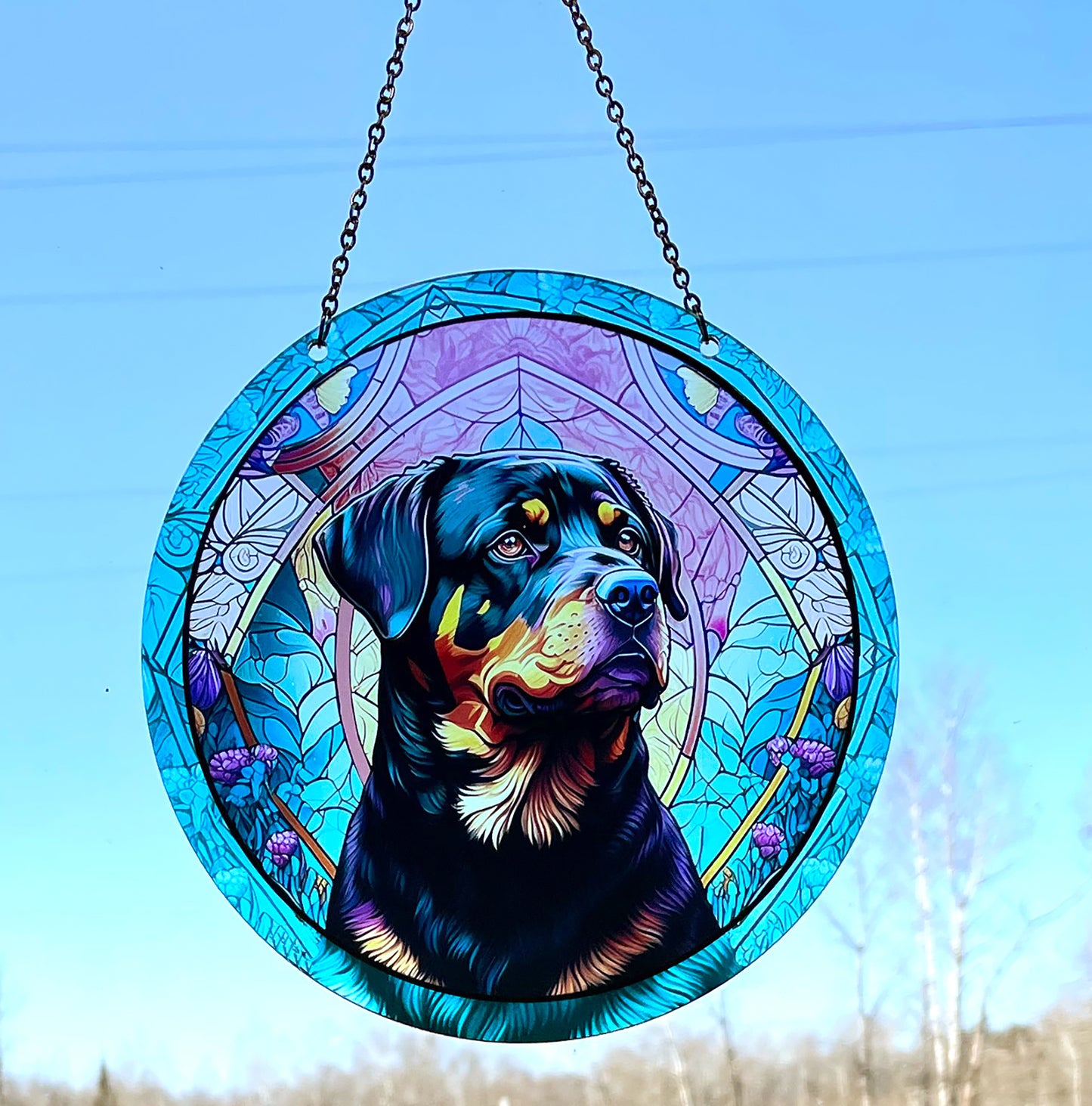 Rottweiler Acrylic Suncatcher with Chain #SC297 by d'ears