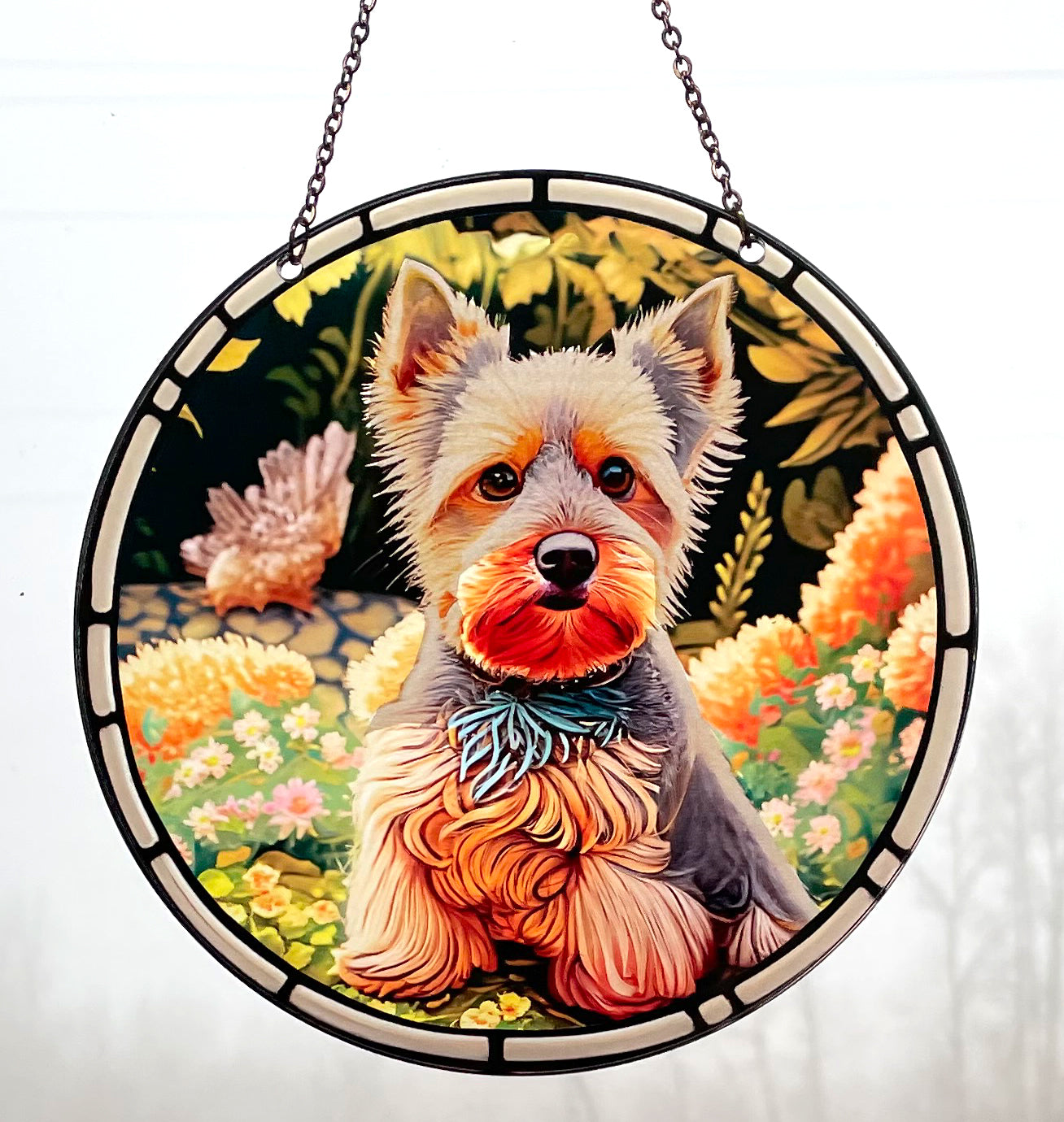 Norwich Terrier Acrylic Suncatcher with chain #SC302 by d'ears