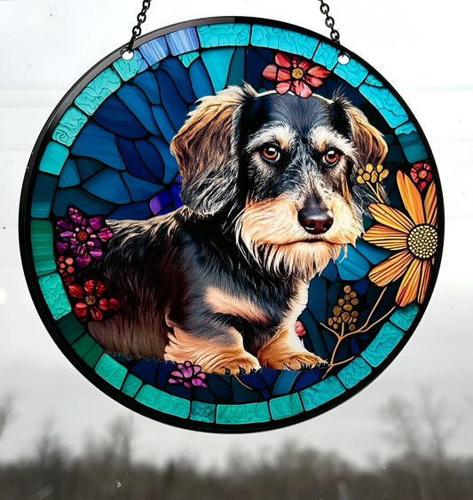 Wire Haired Dachshund Acrylic Suncatcher with Chain #SC321 by d'ears