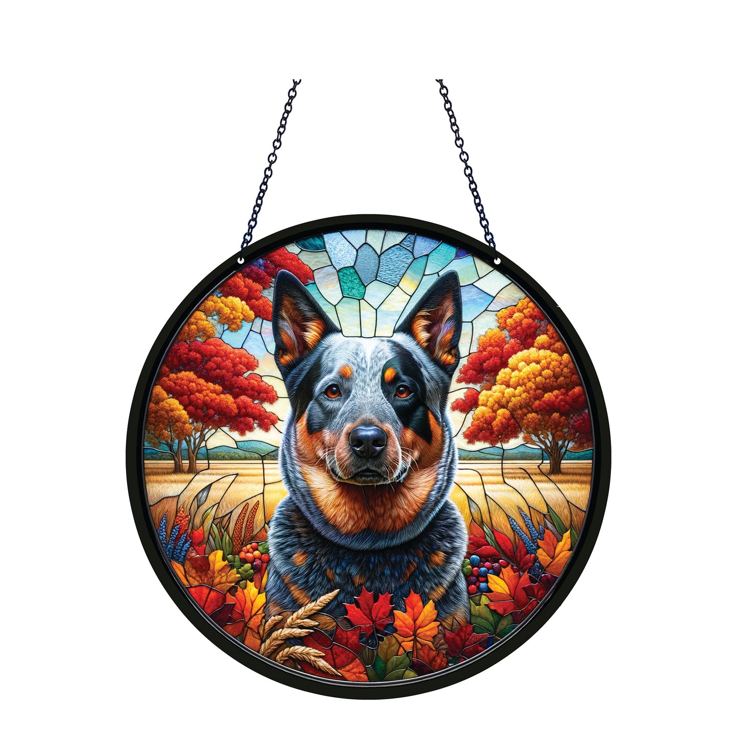 Australian Cattle Dog Acrylic Suncatcher with chain #SC325 d'ears