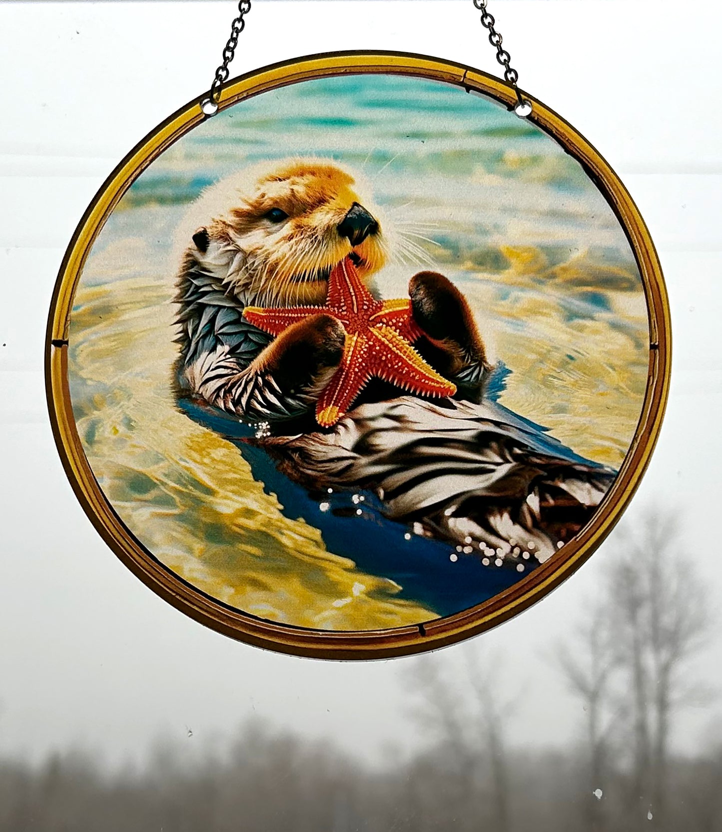 Sea Otter Acrylic Suncatcher with Chain #SC361 by d'ears