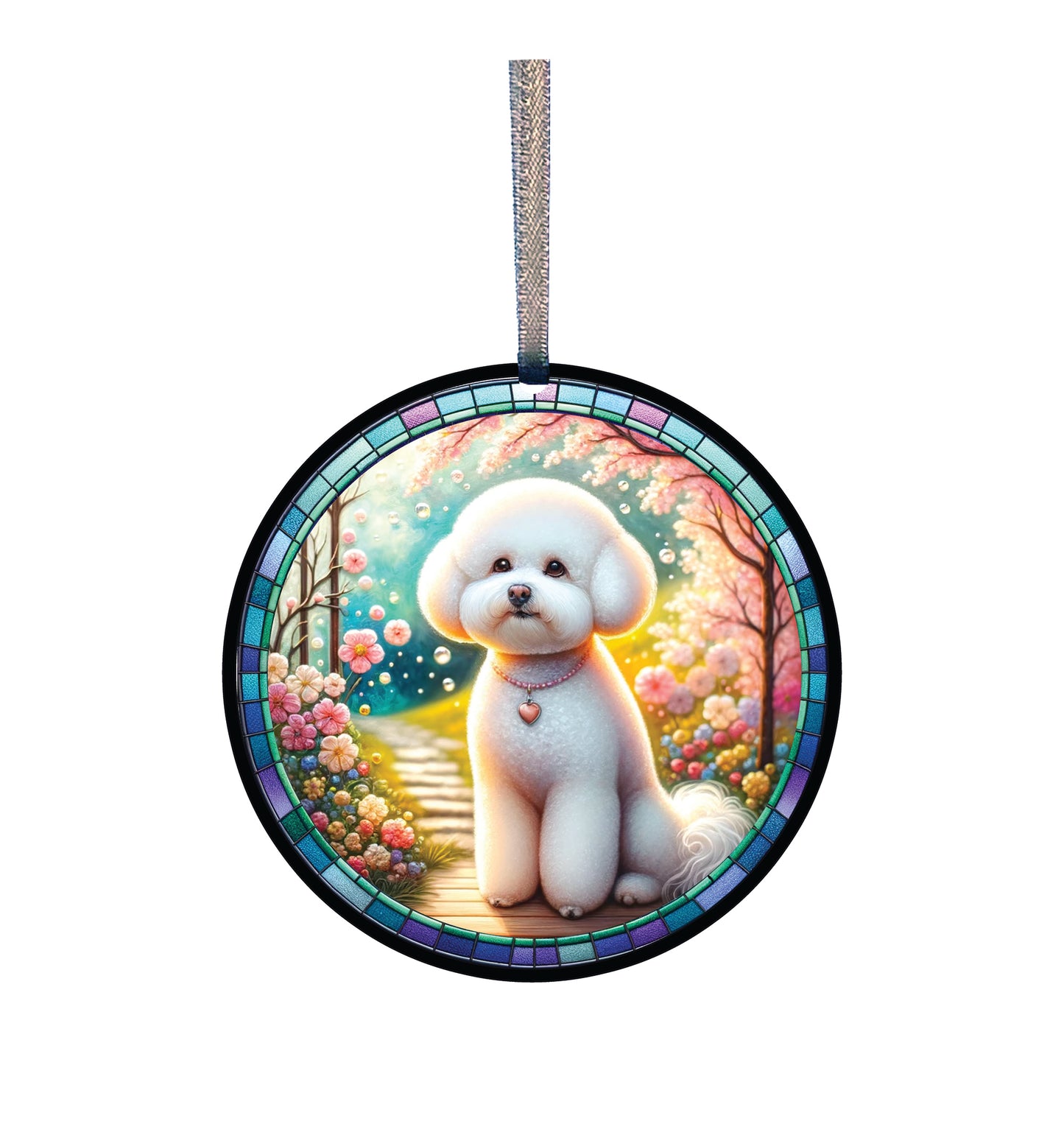 Fancy Bichon Frise Acrylic Window Ornament #SC394 by d'ears