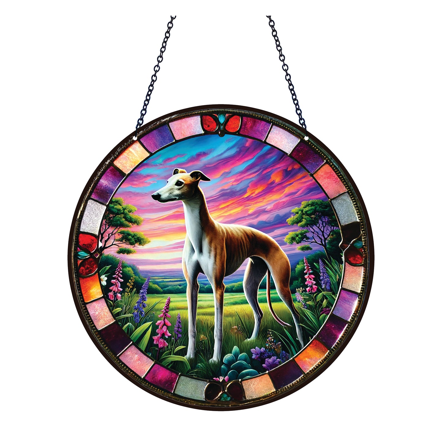 Greyhound Acrylic Suncatcher with chain #SC441 by d'ears