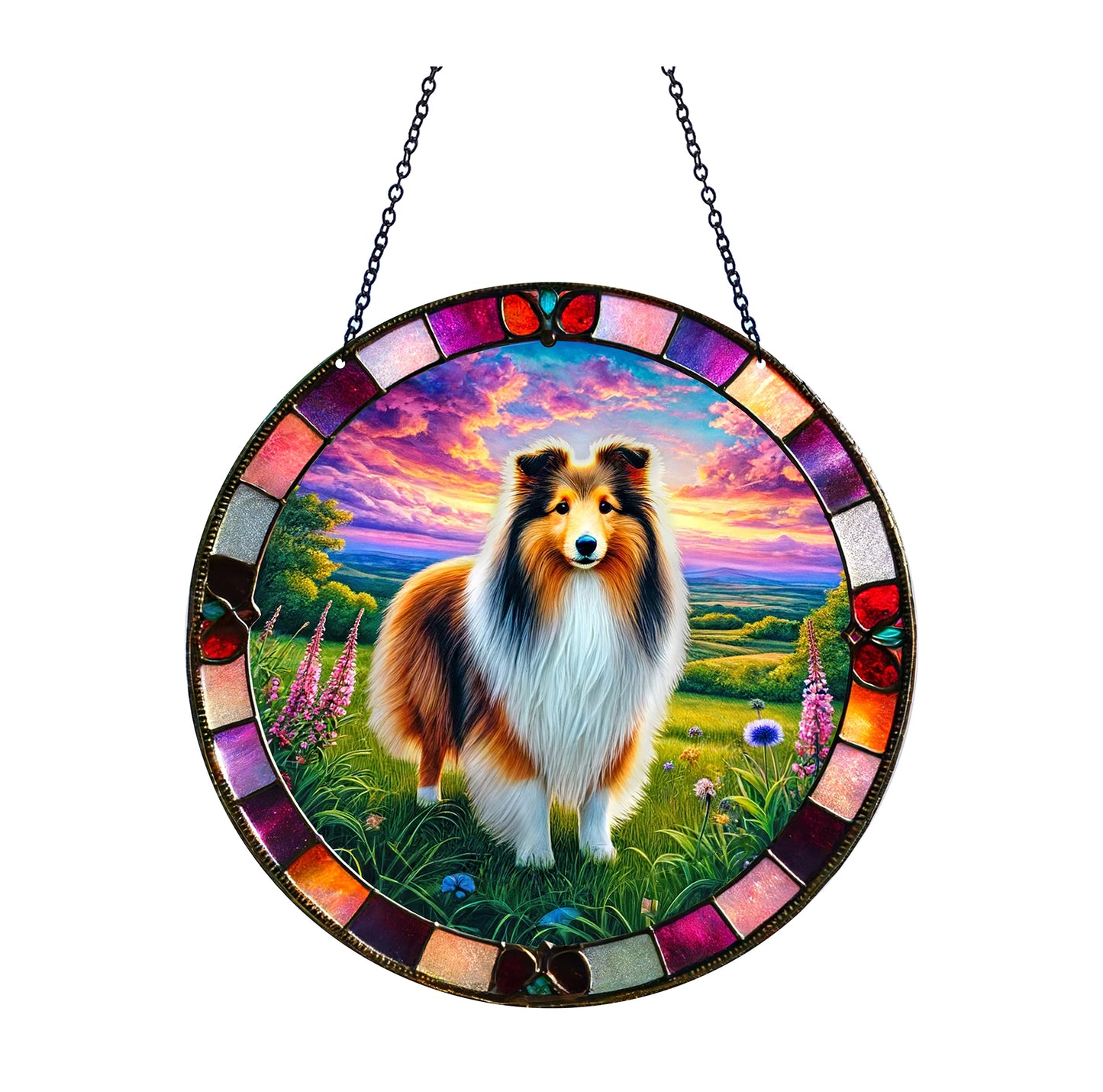 Sheltie Acrylic Suncatcher with chain #SC443 by d'ears