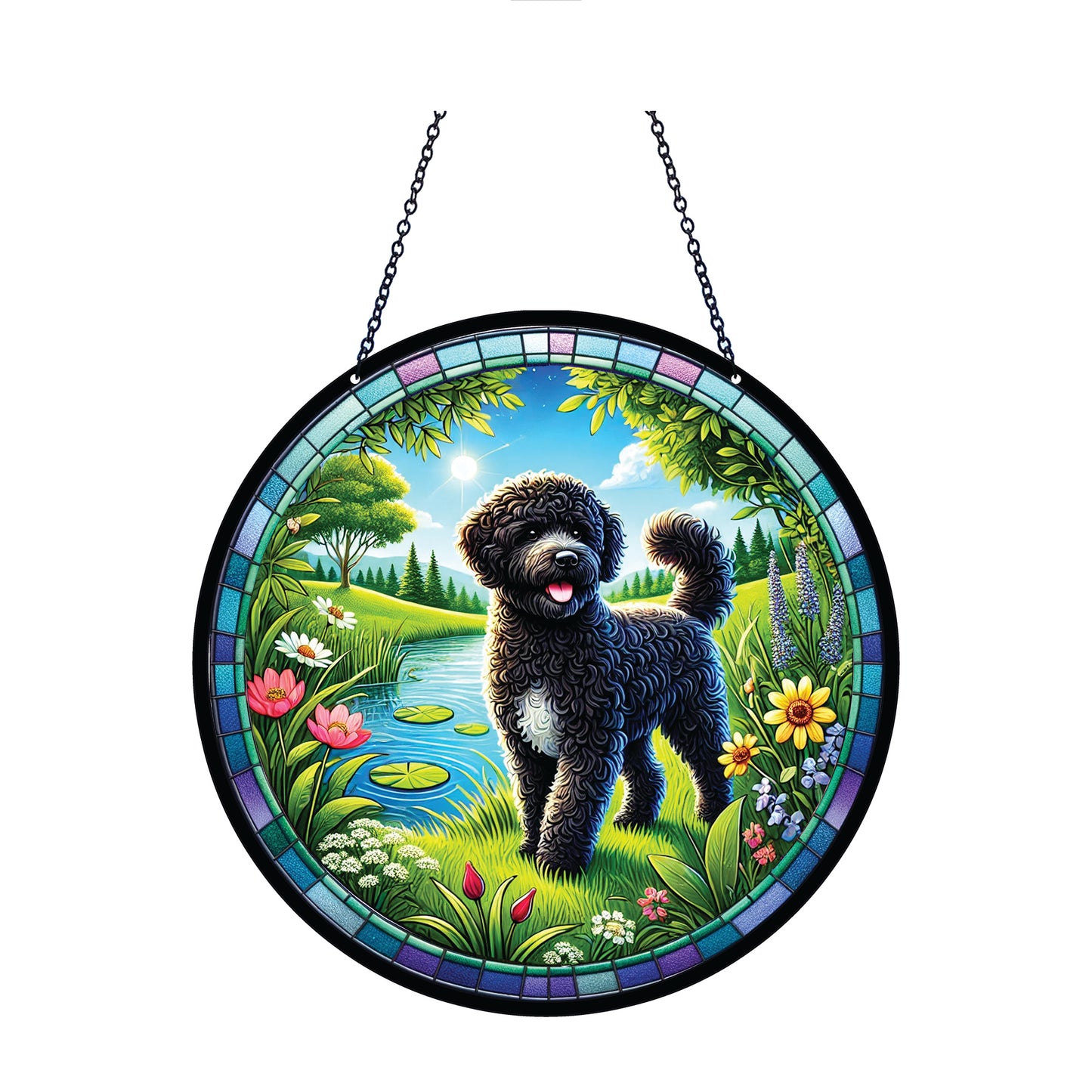 Portuguese Water dog Acrylic Suncatcher #SC482 by d'ears