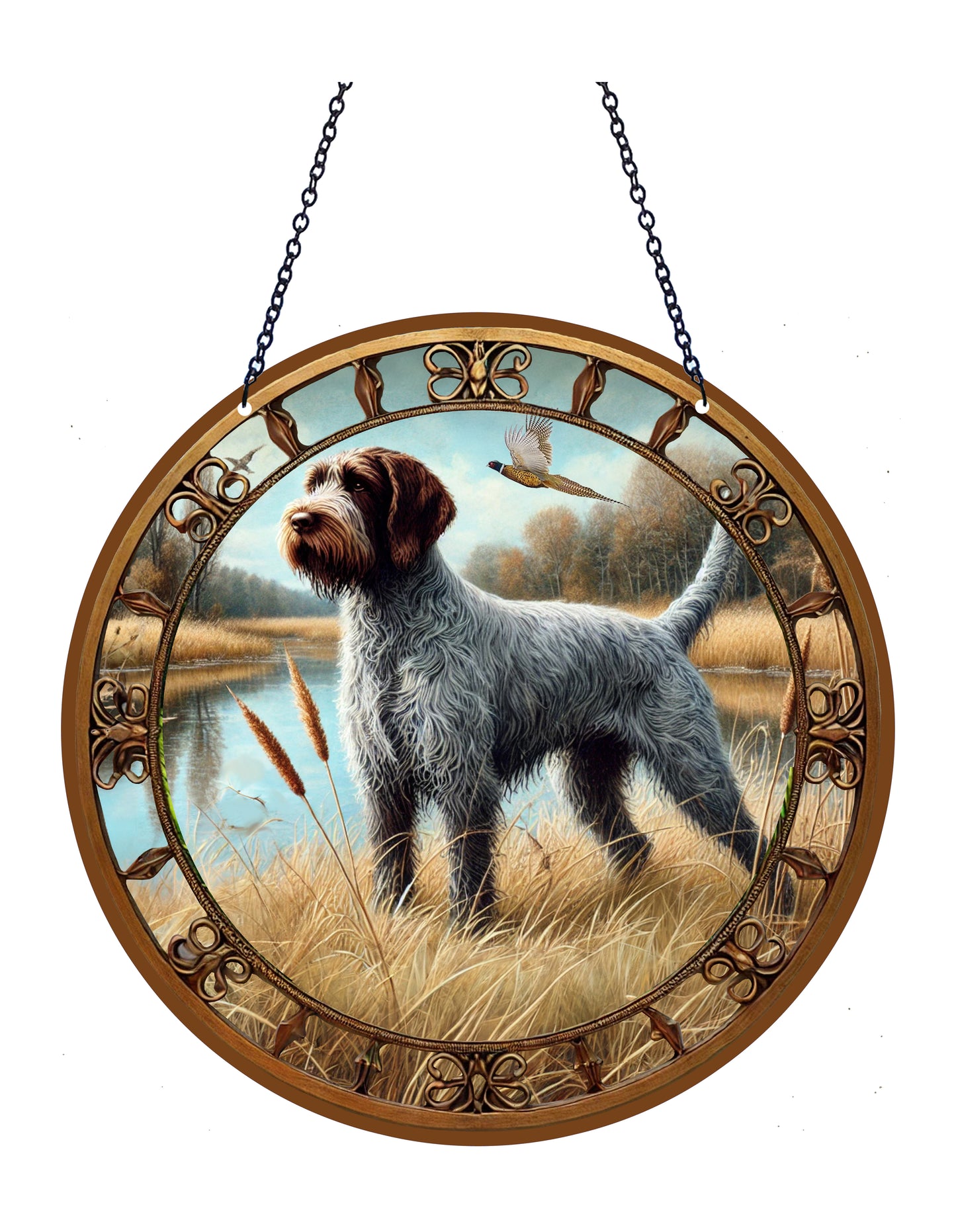 Pointing Griffon Acrylic Suncatcher with chain #SC486 by d'ears