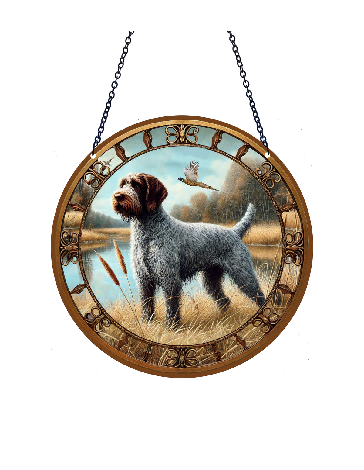 Pointing Griffon Acrylic Suncatcher with chain #SC486 by d'ears