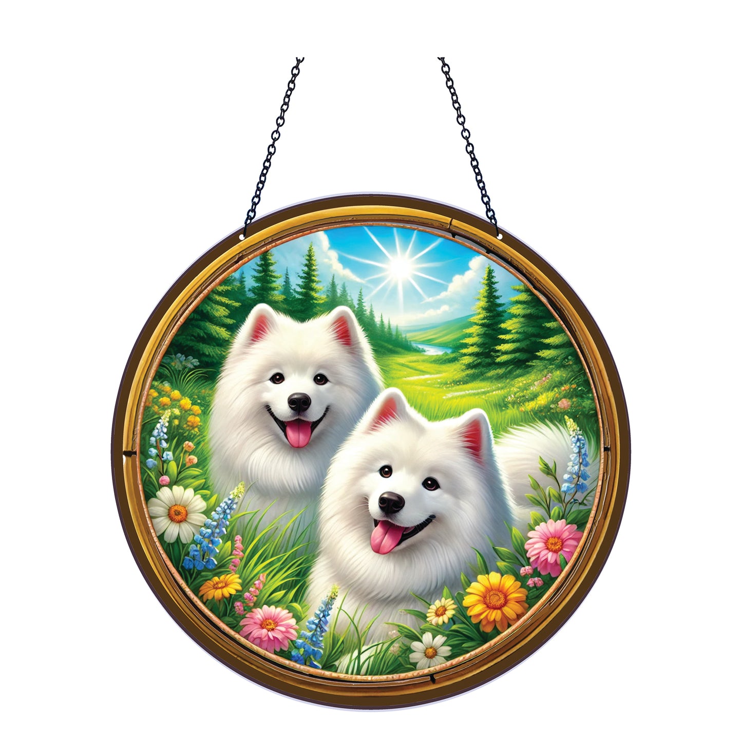 Samoyed Acrylic Suncatcher with chain #SC487 by d'ears