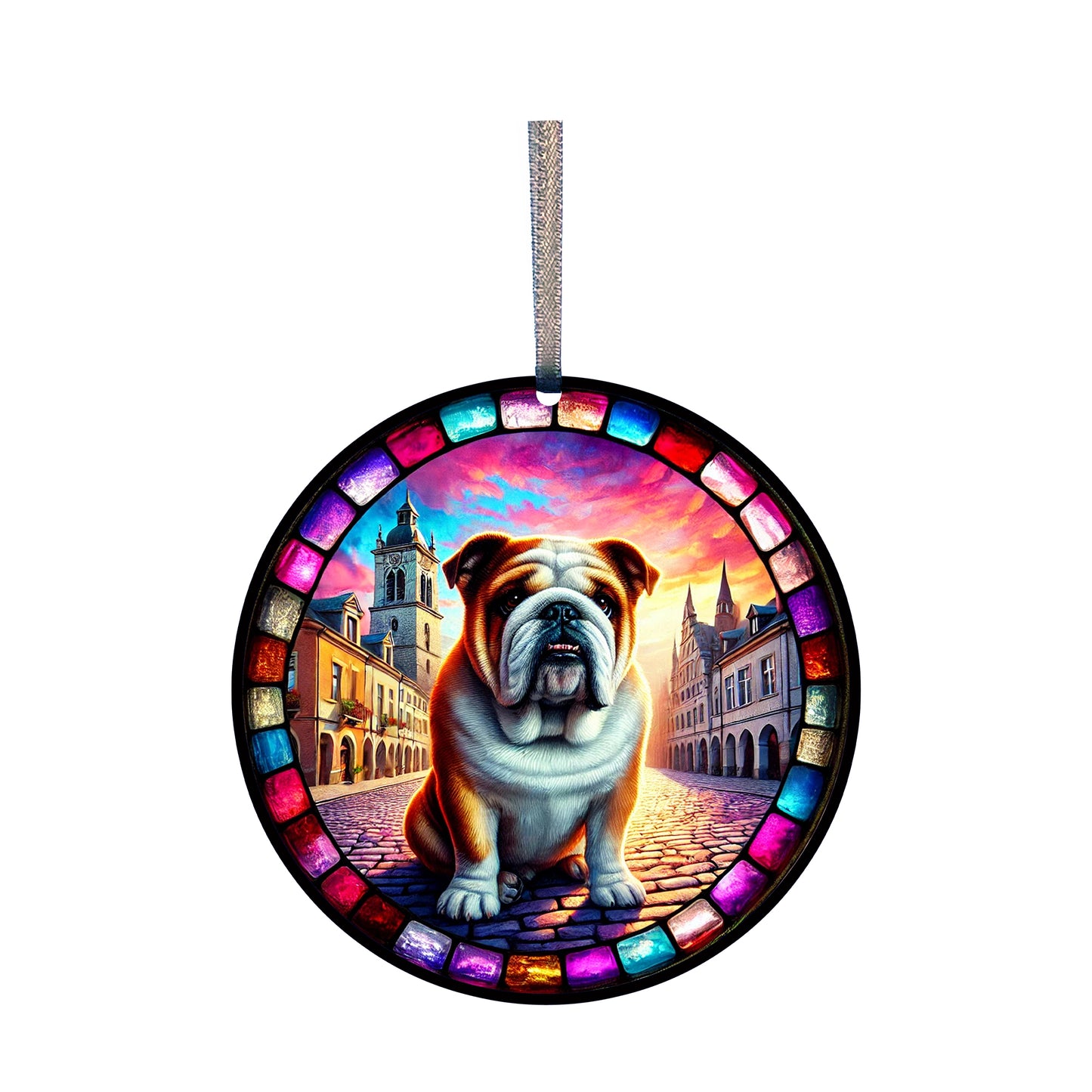 English Bull Dog Acrylic Window Ornament #SC506 by d'ears