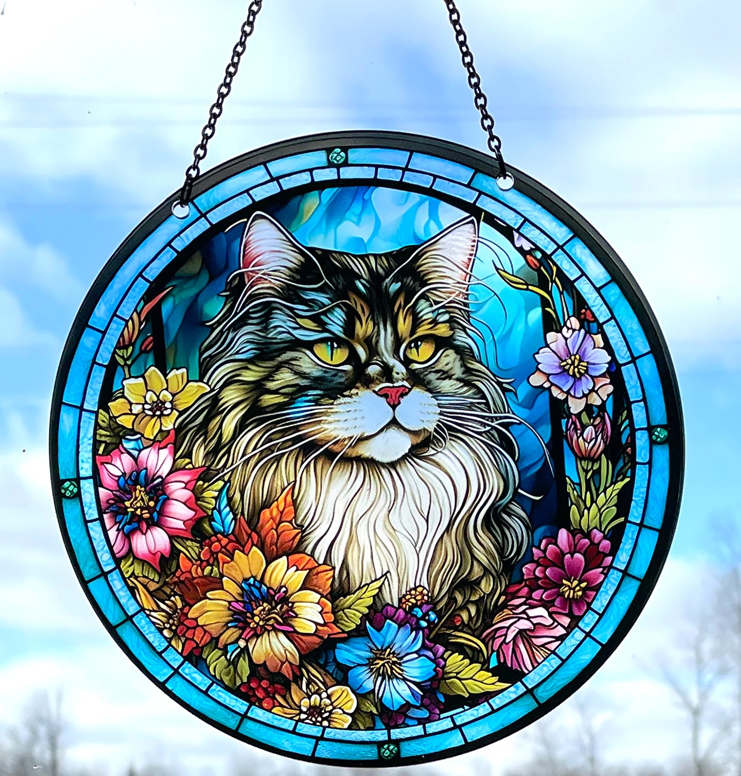 Grey Cat Acrylic Suncatcher with Chain #SC115 by d'ears