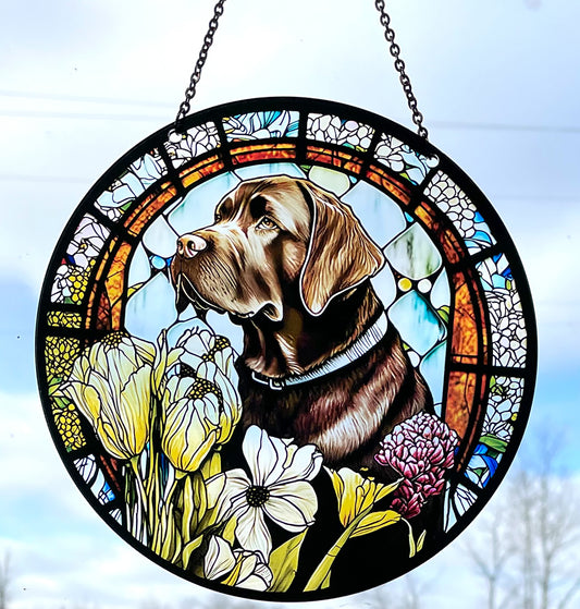 Chocolate Labrador Acrylic Suncatcher with Chain #SC118 by d'ears