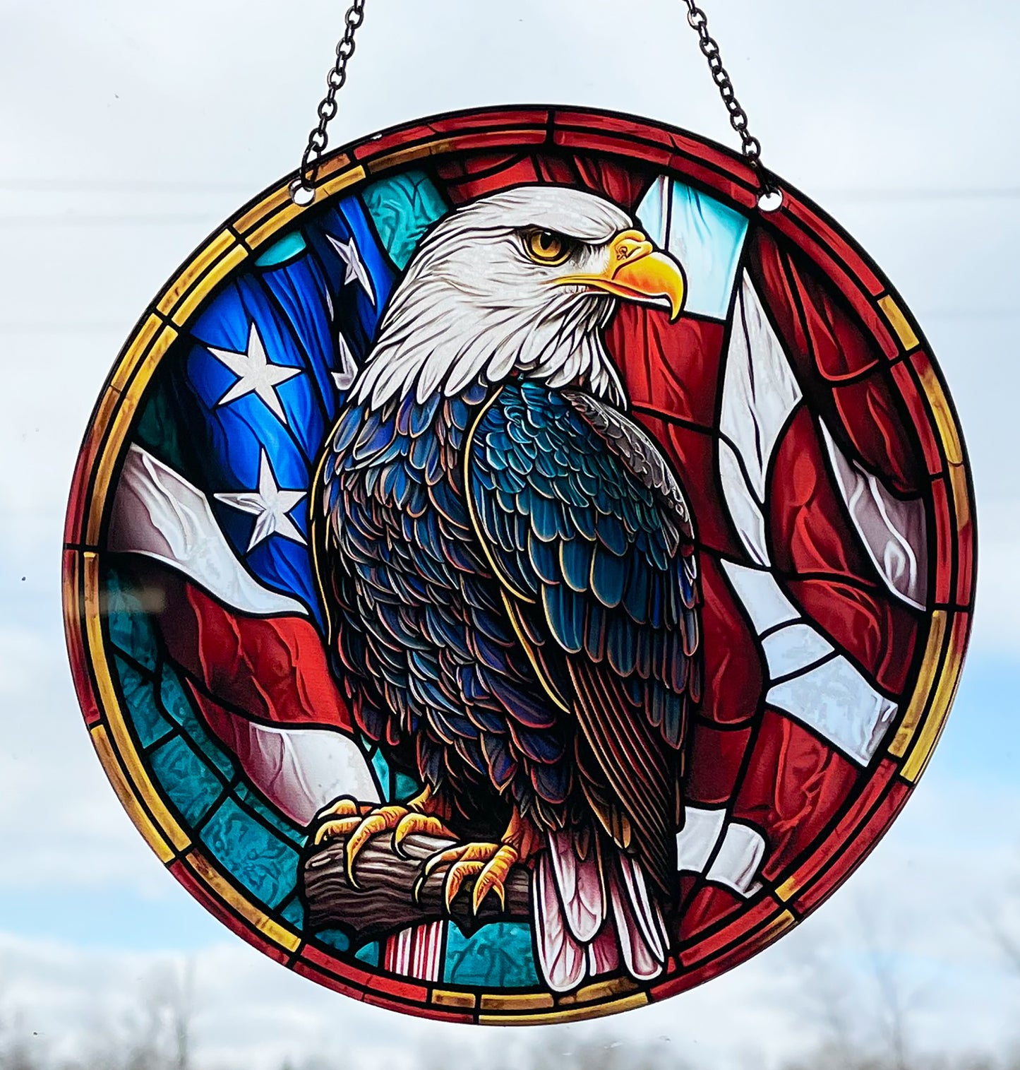Patriotic Eagle Acrylic Suncatcher with Chain #SC119 by d'ears