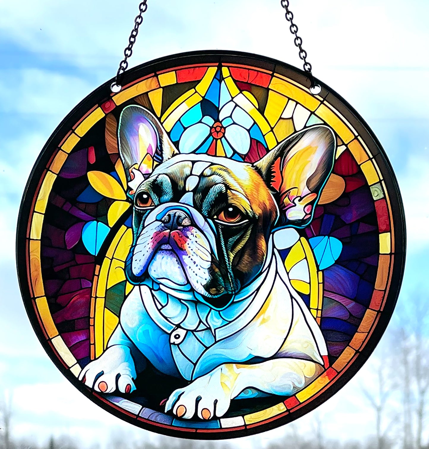 Frenchie Acrylic Suncatcher with Chain #SC125 by d'ears