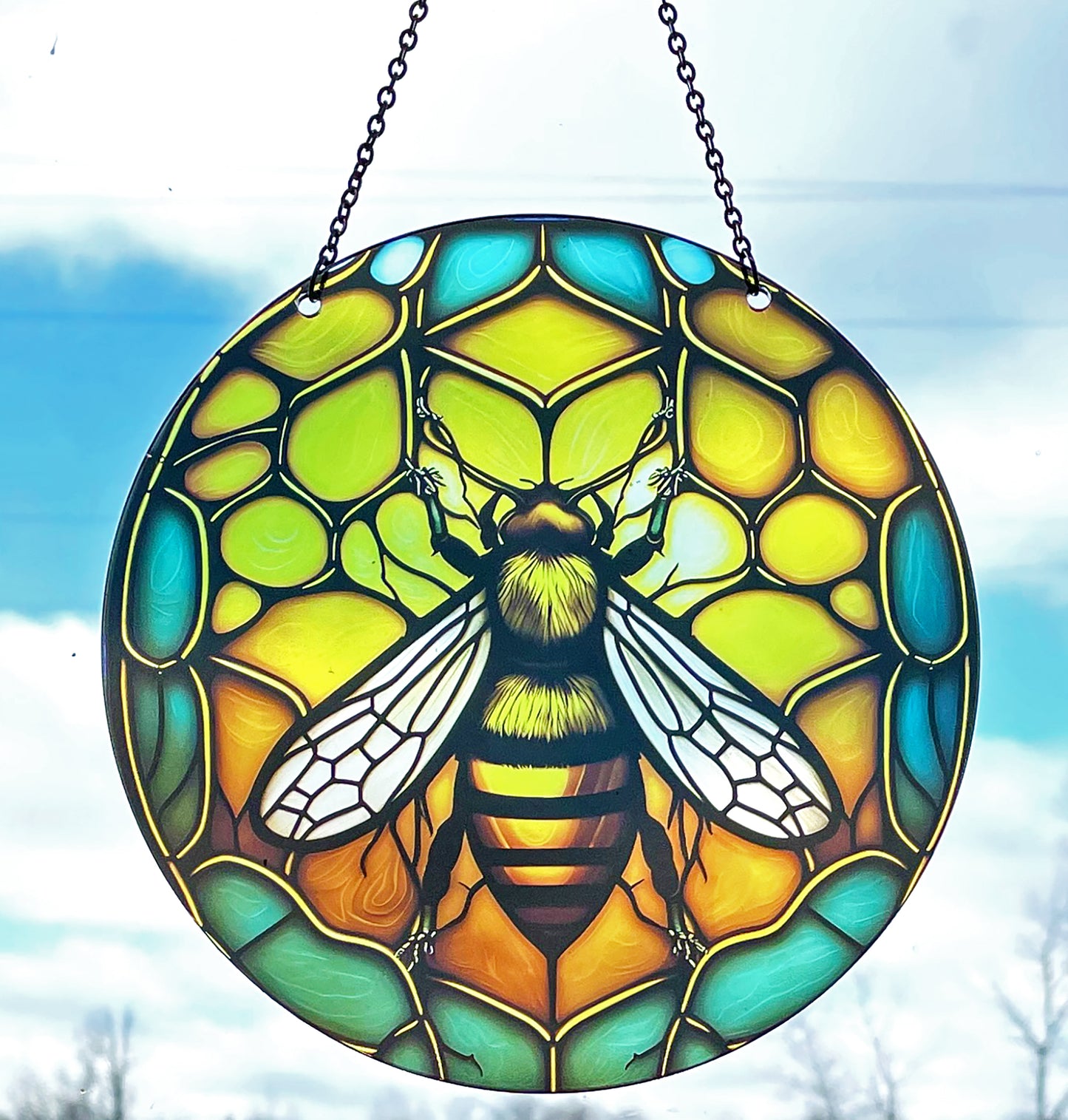 Honeycomb Bee Acrylic Suncatcher with Chain #SC127 by d'ears