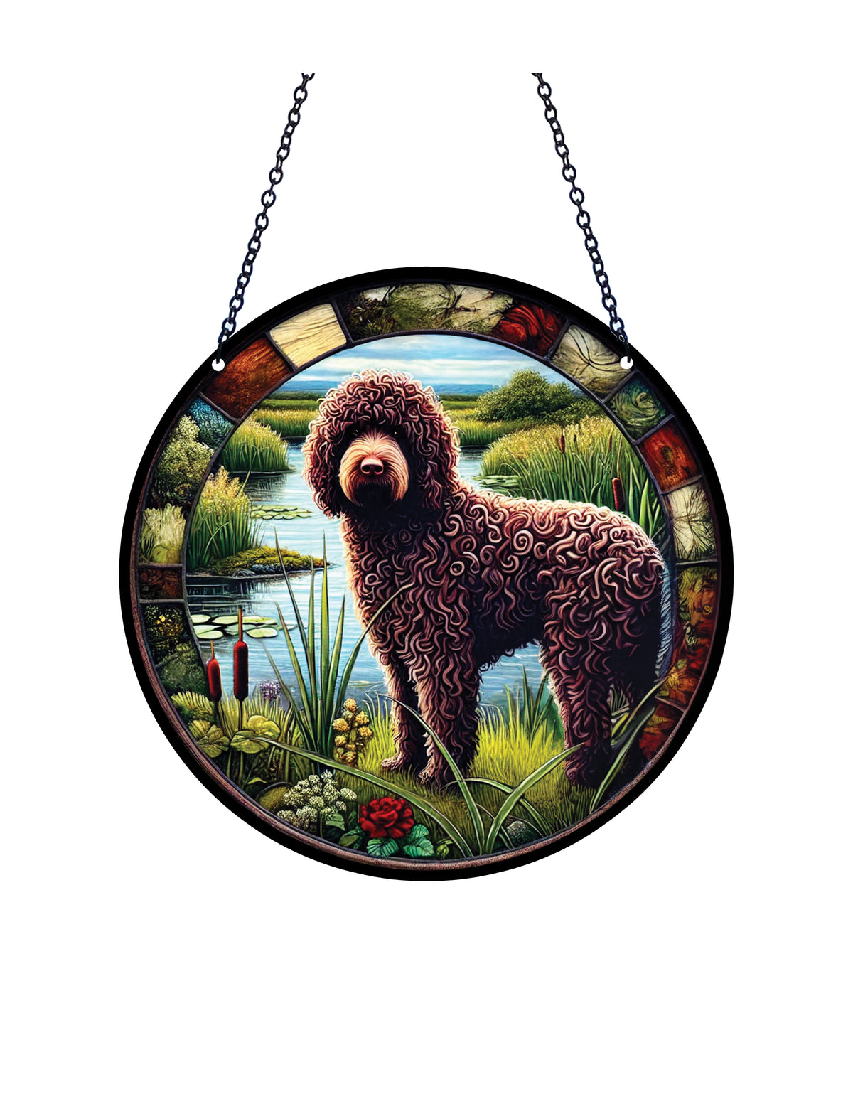 Lagotto Romagnolo Acrylic Suncatcher with chain #SC474 by d'ears