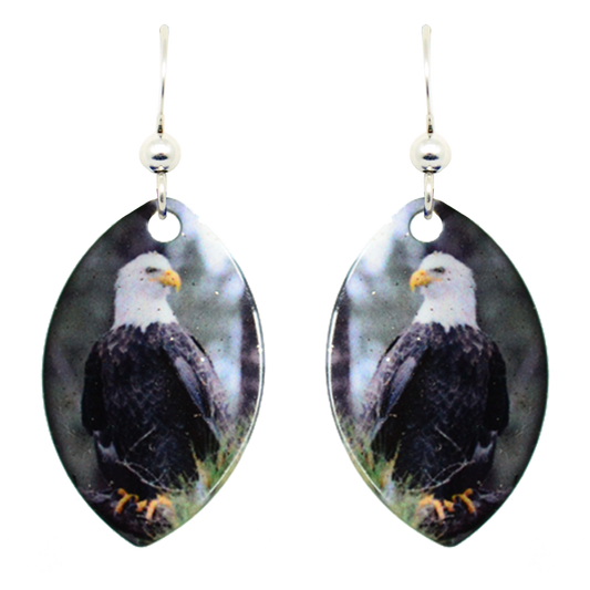 Bald Eagle Leaf Earrings, Sterling Silver Earwires, Item# 1040