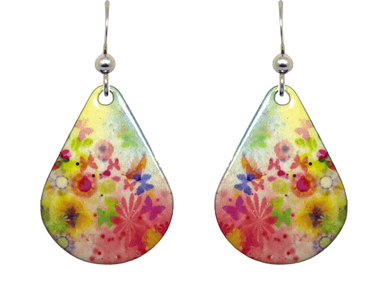 Colorful Butterflies Earrings, sterling silver French hooks, Item# 1131
