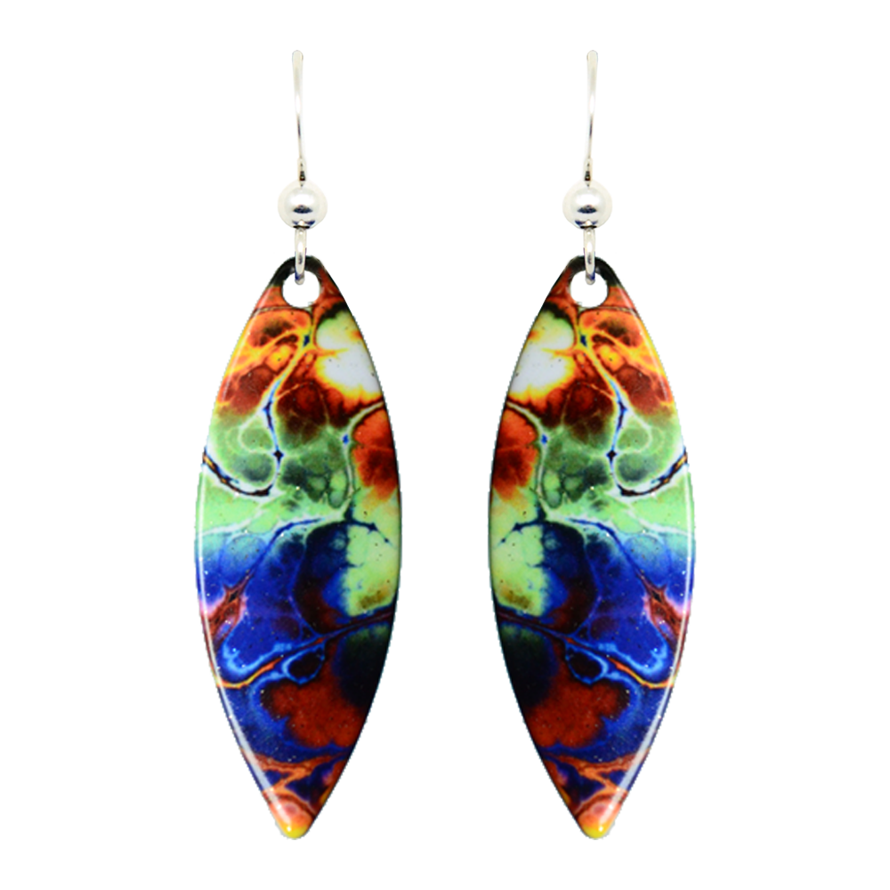 Blue Tie Dye Earrings, Sterling Silver Earwires, Item# 1280