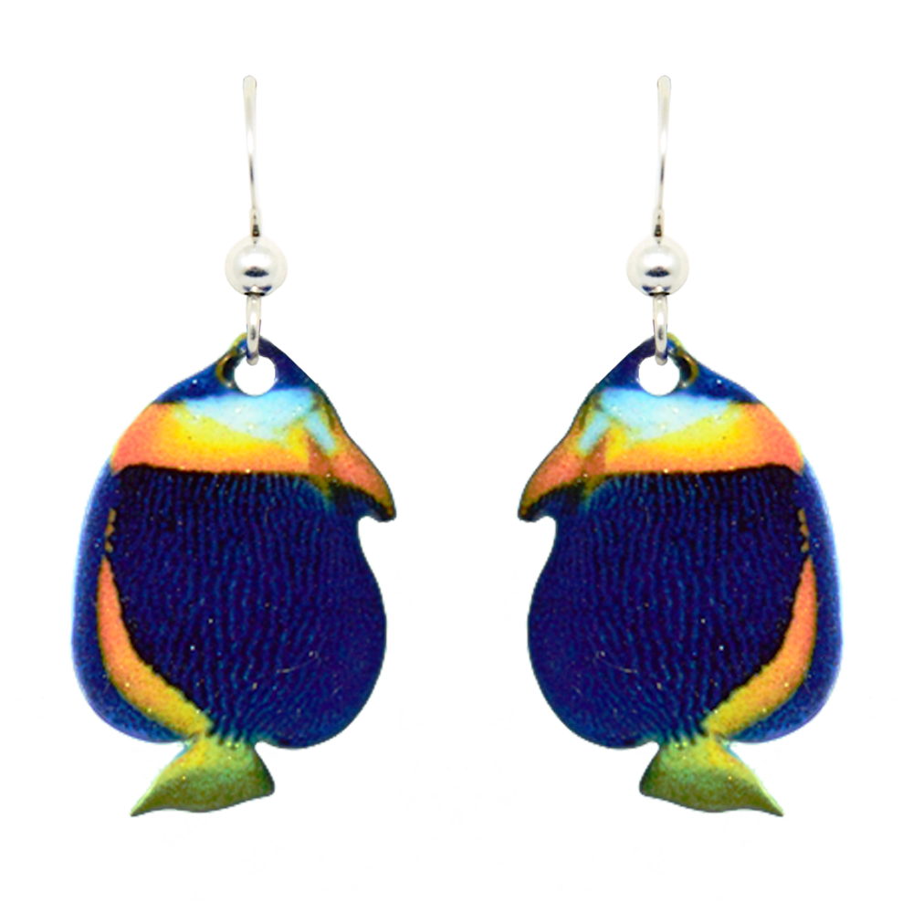 Blue Angelfish Earrings, Sterling Silver Earwires, Item# 1505