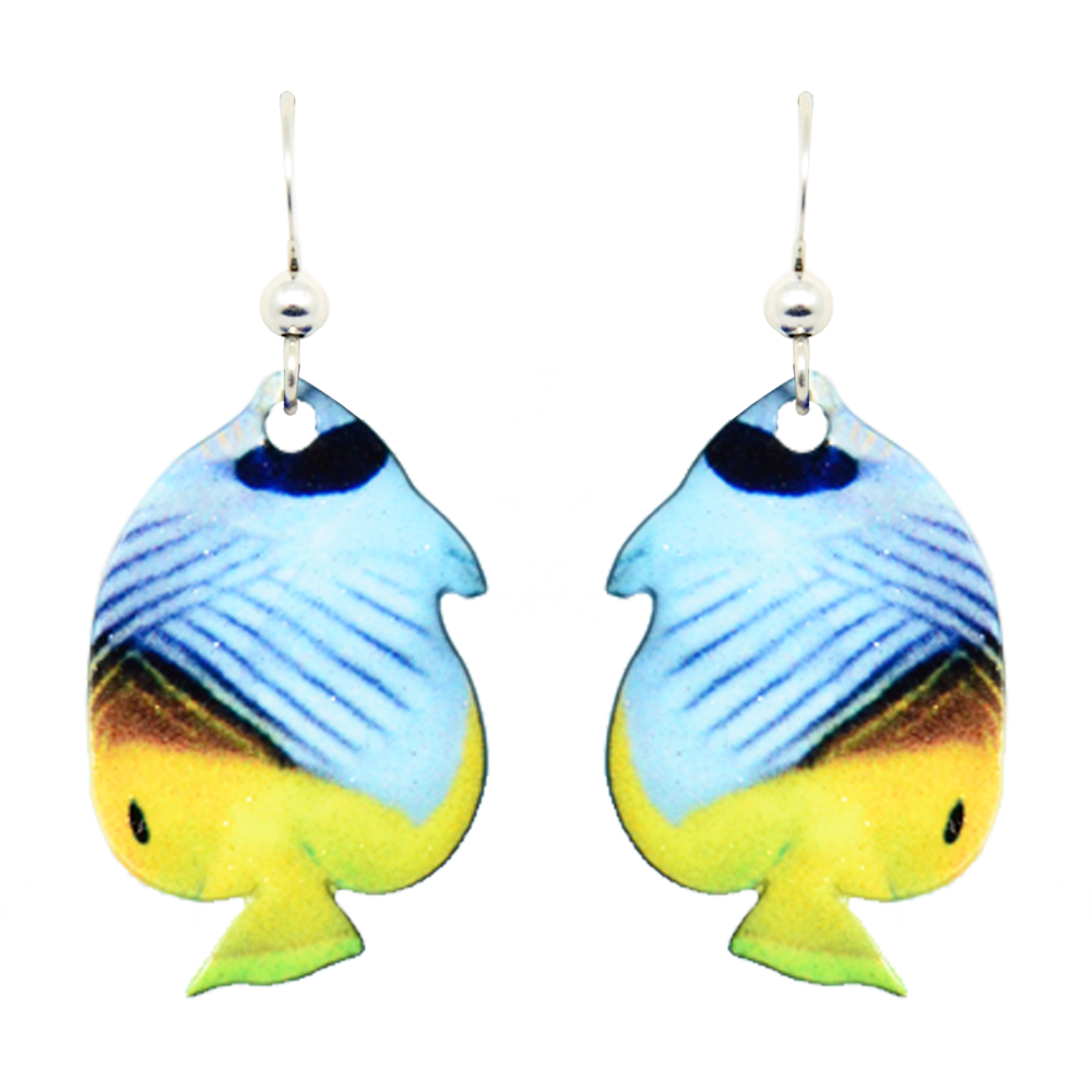 Butterfly Angelfish Earrings, sterling silver French Hooks, Item# 1506
