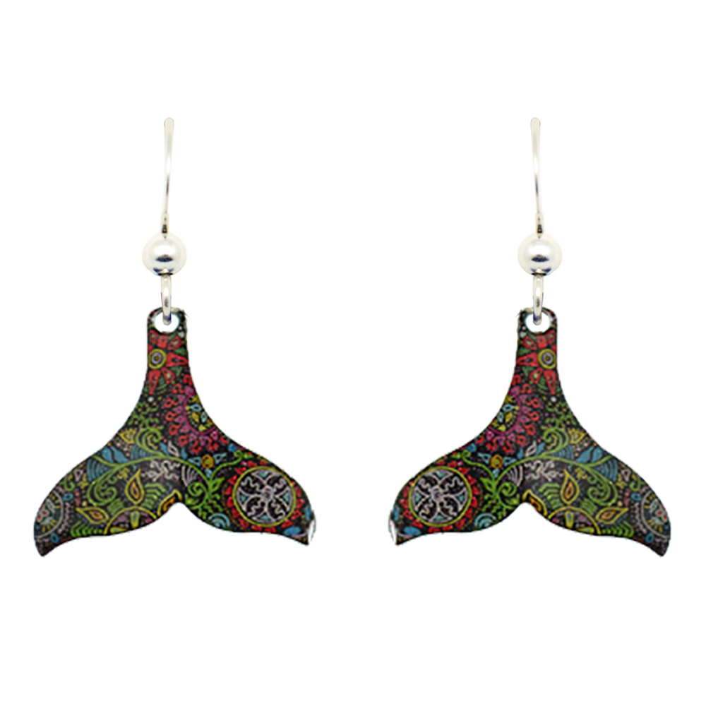 Caribbean Whale Tail Earrings, sterling silver French Hooks, Item# 1564
