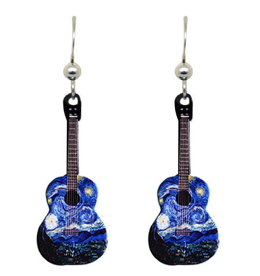 Starry Night Acoustic Guitar Earrings