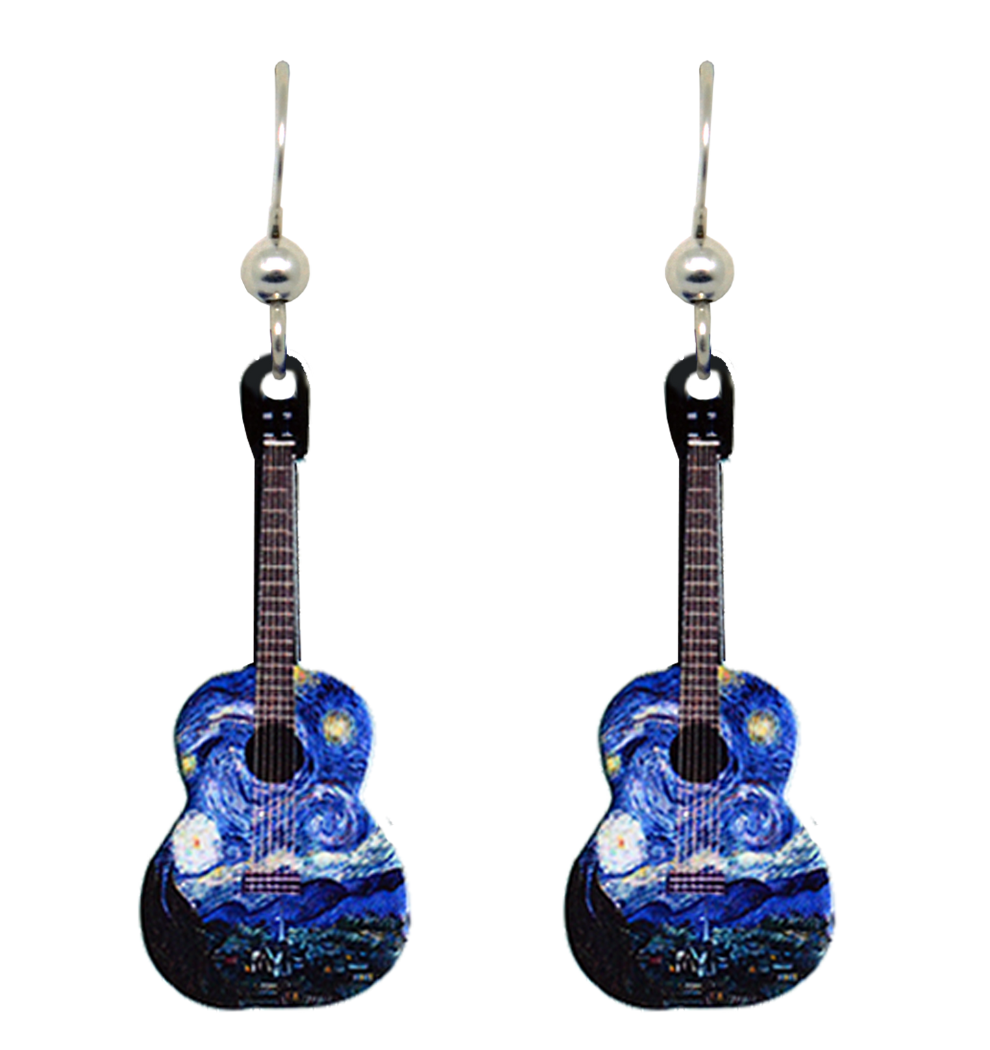 Starry Night Acoustic Guitar Earrings