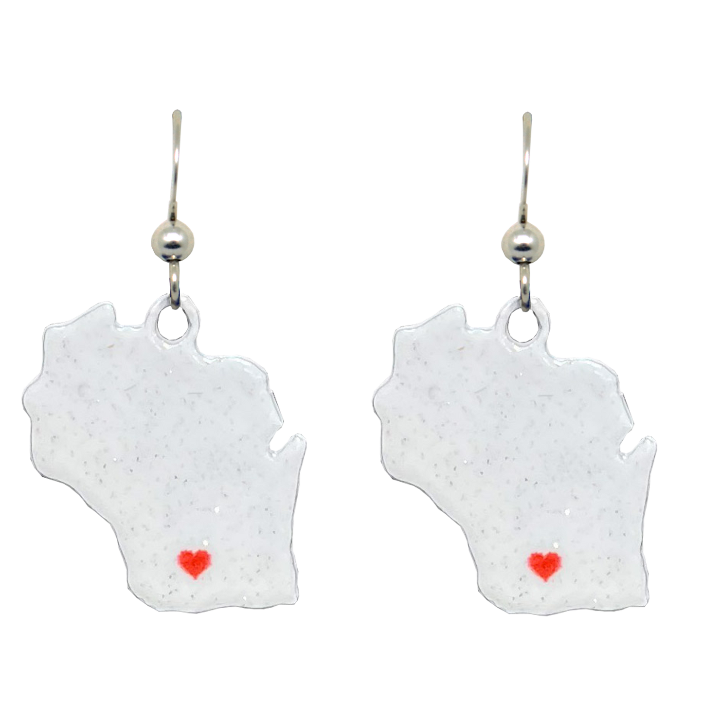 WI, I Heart Wisconsin Earrings, #1693